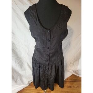 Vintage Adini Black Drop Waist Grunge Hippie Dress Size M